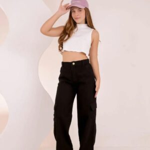 Wide leg Cargo Preta