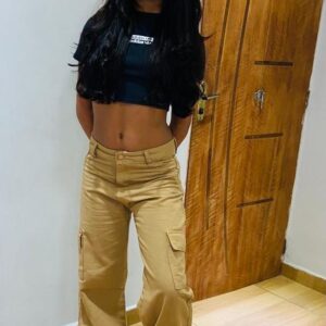 Wide leg Cargo Beje ou Caqui